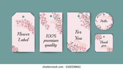 Set of tags on sale using sakura flowers. Design of tags template on pink background using watercolors.
Template for holiday sales, social network and tags for things.
