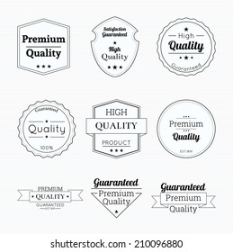 Set tags of Premium Quality and Guarantee Labels with retro vintage styled. 
