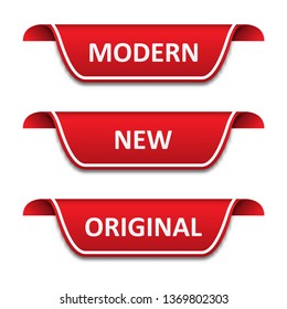 Set of tags ribbons. Modern, new, original