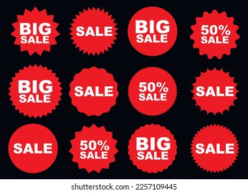 Set of tags for sale, Banners for sale, Red ribbon with prices and discounts, Red stickers for sale, SVG Vector svg