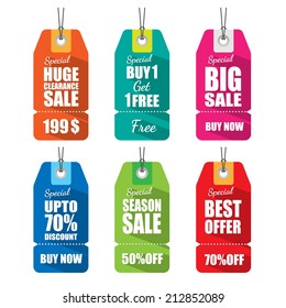 Set of tags for sale with long shadow.vector