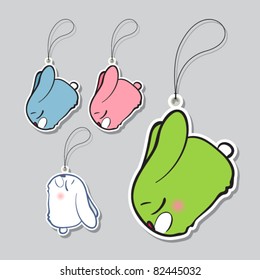 Set of tags with sleeping bunny.Vector illustration.