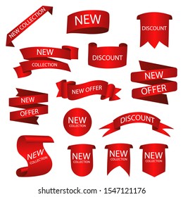 Set of tags with text. Vector badges and labels isolated.