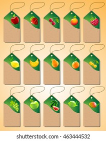 A Set of Tags with Various Fruits 