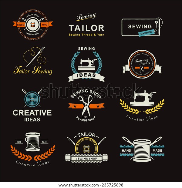 Set Tailor Labels Emblems Design Elements Stock Vector (Royalty Free ...