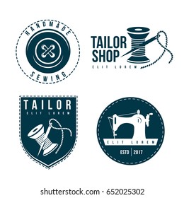 Set of tailor labels emblems. Handmade workshop logo vintage vector 