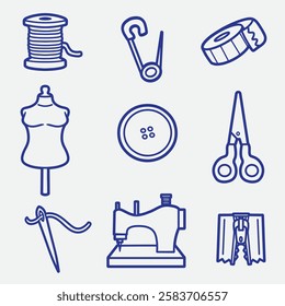 set of tailor with outline style good for icon, symbol, element design, logo, etc