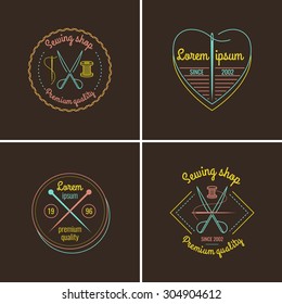 Set. Tailor. Sewing labels collection. Logo and design elements.