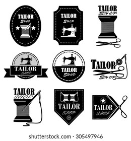 Set tailor shop and sewing.vector