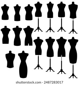 Set of tailor's mannequin silhouette