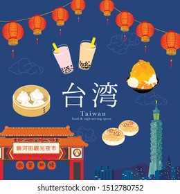 Set of Taiwan image illustrations/Japanese translation is "Taiwan"