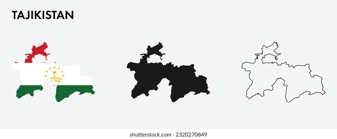Set of Tajikistan map isolated on white background, vector illustration design