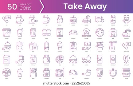 Set of take away icons. Gradient style icon bundle. Vector Illustration