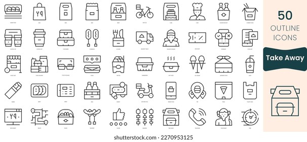 Set of take away icons. Thin linear style icons Pack. Vector Illustration