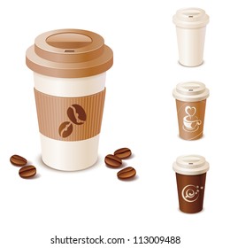 Set of takeaway coffee cups