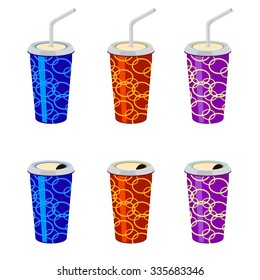 Set of takeaway coffee cups. Illustration on white background.