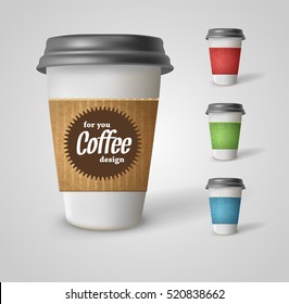 Set of takeaway coffee cups. Illustration on white background. Vector EPS10