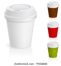 Set of takeaway coffee cups. Illustration on white background.