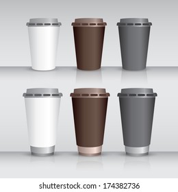 Set of takeaway coffee cups isolated on background