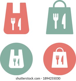 A set of take-out back icons for meals