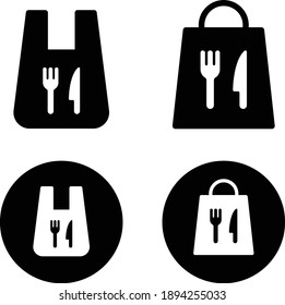 A set of take-out back icons for meals