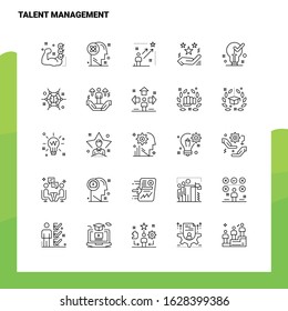 Set of Talent Management Line Icon set 25 Icons. Vector Minimalism Style Design Black Icons Set. Linear pictogram pack.