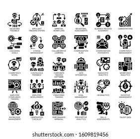 Set of talent management thin line and pixel perfect icons for any web and app project. 