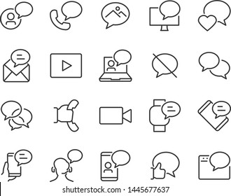 set of talk bubble icons, such as message, chat, phone, sms, call