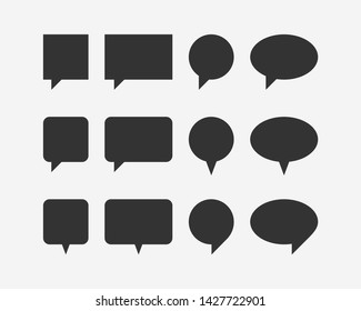 Set talk bubbles speech vector. Blank empty bubble icon design elements. Chat on line symbol template. Collection dialogue balloon stickers silhouette. 