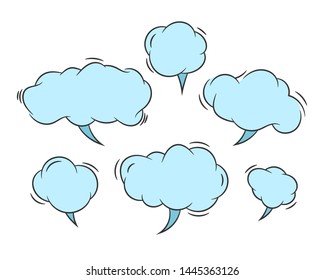 Set talk bubbles speech vector. Blank empty bubble icon design elements. Chat on line symbol template. Collection dialogue balloon stickers silhouette. 