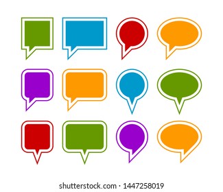 Set talk bubbles speech vector. Blank empty bubble icon design elements. Chat on line symbol template. Collection dialogue balloon stickers silhouette. 