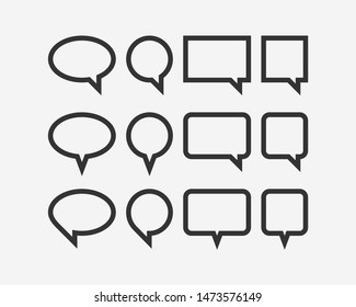 Set talk bubbles speech vector. Blank empty bubble icon design elements. Chat on line symbol template. Collection dialogue balloon stickers silhouette. 