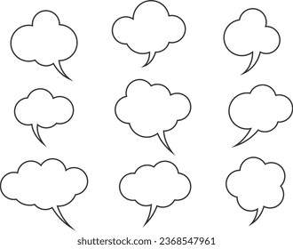 Set talk bubbles speech vector. Blank empty bubble icon design elements. Chat on line symbol template. Collection dialogue balloon stickers silhouette. 