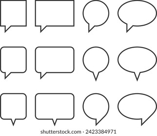 Set talk bubbles speech vector. Blank empty bubble icon design elements. Chat on line symbol template. Collection dialogue balloon stickers silhouette. 