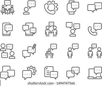 set of talk icons, bubble, chat,  call, discussion