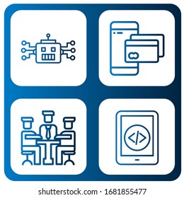 Set of talk icons. Such as Robot, Smartphone, Meeting , talk icons