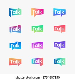 set of talk lettering with bubble logo. chat, speak, logo template. talk vector logotype design template.
