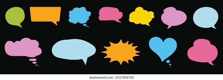 Conjunto de colección de globo de burbuja de discurso de conversación. Dibujado a mano icono de globo de nube de conversación. Ilustración vectorial.