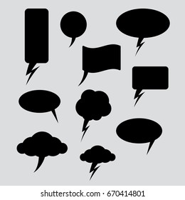 Set of talk and think bubles, group of doodle speech bubble on grey background