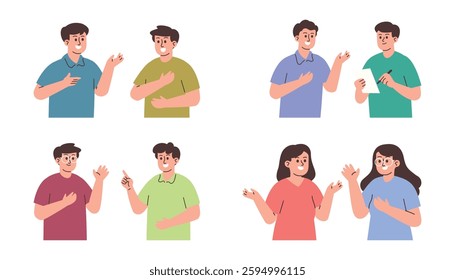 Set of Talking Character, Men are Talking Conversation