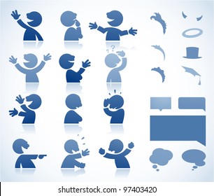 Set of talking characters in various postures - perfect for infographics or comics