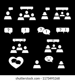 Set of talking in the chat icons on the black background
