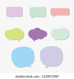 Set of talking text bubbles, chatting box, line message box cartoon vector illustration design. Balloon doodle style thinking sign symbol.