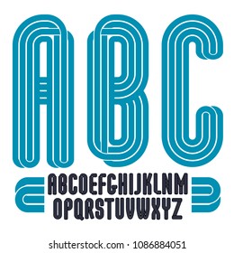 Set of tall vector upper case funky English alphabet letters isolated, best for use in logotype design for carnival announcement