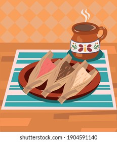 Set of tamales for Virgin of Candelaria day vectorial illustration