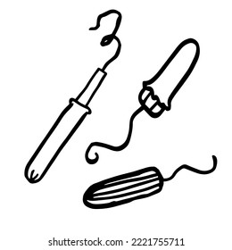 The set of tampons doodle icons, vector line illustration