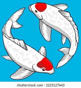 Set of Tancho Koi fish for premium pack