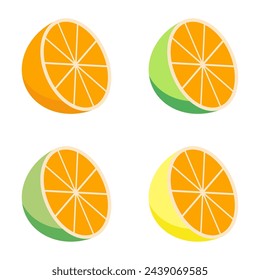 Set of tangerine.Orange collection.Vitamin C from fruit.