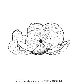set with tangerines isolated on a white background.