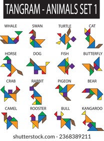 Set of Tangram Animals. Part 1 Education and Creativity.